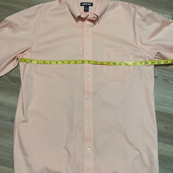 Lands’ End No Iron Supima Pinpoint Button down Dress Shirt 15 1 /2 - 34 Peach - Picture 4 of 11